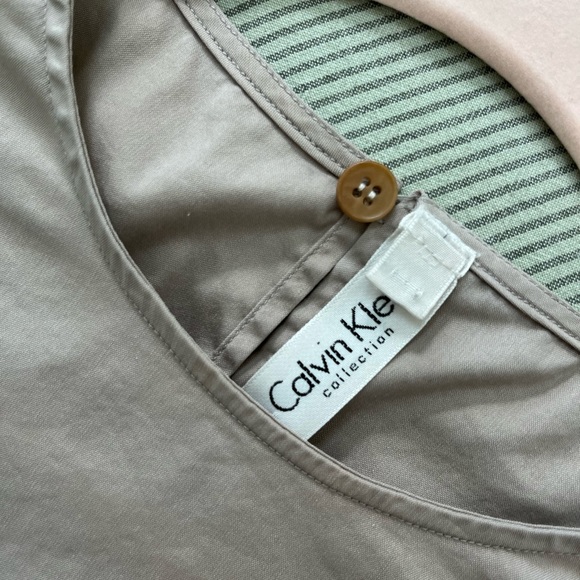 NWOT CALVIN KLEIN Khaki Cotton Blouse - Picture 5 of 6
